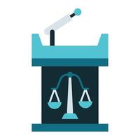 court witness table icon, judge and court tools icon vector