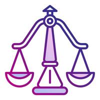 justice scale symbol icon, judge and court tools icon vector