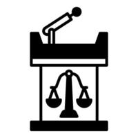court witness table icon, judge and court tools icon vector