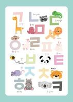 cute illustration korean alphabet hangul poster vector