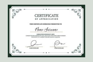 professional award appreciation certificate template design printable vector