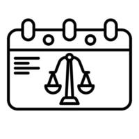 trial calendar icon, judge and court tools icon vector