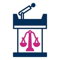 court witness table icon, judge and court tools icon vector