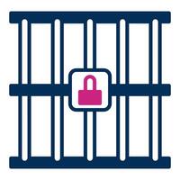 prison bars icon, judge and court tools icon vector