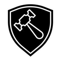 court hammer and shield icon, judge and court tools icon vector