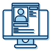 computer icon and database profile, judge and court tools icon vector