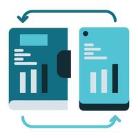 note synchronization icon on smartphone, bookkeeping and business icon vector