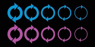 Arrow circular direction. Blue and purple arrow circular pointer. Isolated object on dark background. vector