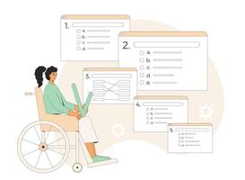 Inclusion learning. Online exam. illustration. vector
