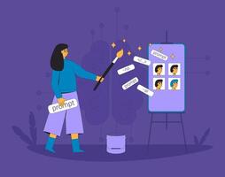 Neural networks. Prompt engineering. illustration. vector
