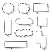 collection set of black and white speech bubble balloon, think speak talk text box banner vector