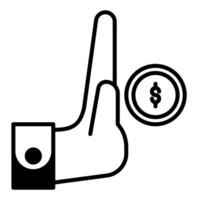 refuse bribe icon, judge and court tools icon vector