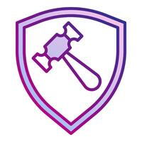 court hammer and shield icon, judge and court tools icon vector