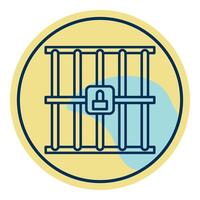 prison bars icon, judge and court tools icon vector
