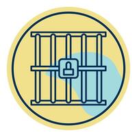 prison bars icon, judge and court tools icon vector