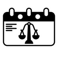 trial calendar icon, judge and court tools icon vector