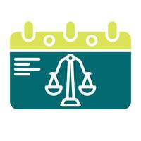 trial calendar icon, judge and court tools icon vector