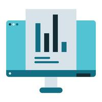 chart icon and computer screen, bookkeeping and business icon vector