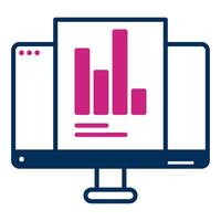 chart icon and computer screen, bookkeeping and business icon vector