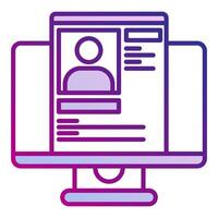 computer icon and database profile, judge and court tools icon vector