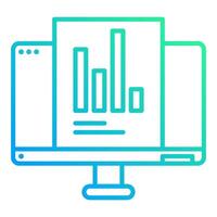 chart icon and computer screen, bookkeeping and business icon vector