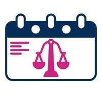 trial calendar icon, judge and court tools icon vector