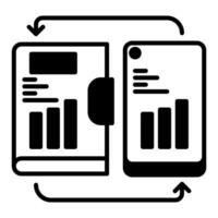 Nota sincronización icono en teléfono inteligente, teneduría de libros y negocio icono vector