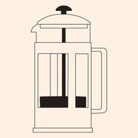 Detailed Drawing of a French Press Coffee Maker vector