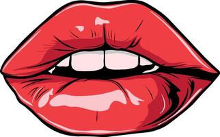 drawing of lips with red lipstick without background vector