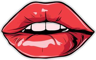drawing of lips with red lipstick without background vector