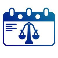 trial calendar icon, judge and court tools icon vector