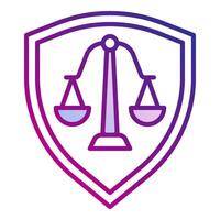 shield and scales of justice icon, judge and court tools icon vector