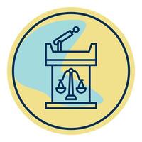 court witness table icon, judge and court tools icon vector
