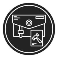 briefcase icon, judge and court tools icon vector