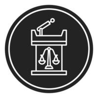 court witness table icon, judge and court tools icon vector