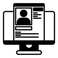computer icon and database profile, judge and court tools icon vector