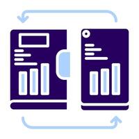 Nota sincronización icono en teléfono inteligente, teneduría de libros y negocio icono vector