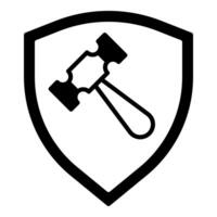 court hammer and shield icon, judge and court tools icon vector