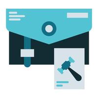 briefcase icon, judge and court tools icon vector