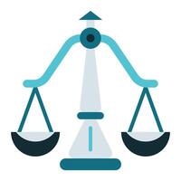 justice scale symbol icon, judge and court tools icon vector