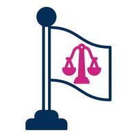 court symbol flag icon, judge and court tools icon vector