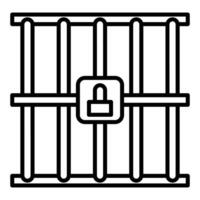 prison bars icon, judge and court tools icon vector