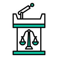 court witness table icon, judge and court tools icon vector