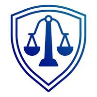 shield and scales of justice icon, judge and court tools icon vector