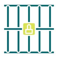 prison bars icon, judge and court tools icon vector
