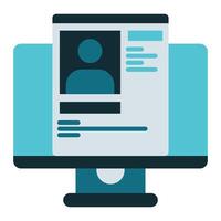 computer icon and database profile, judge and court tools icon vector