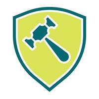 court hammer and shield icon, judge and court tools icon vector