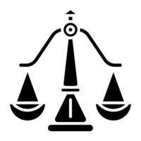 justice scale symbol icon, judge and court tools icon vector