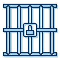 prison bars icon, judge and court tools icon vector