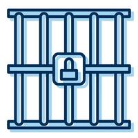 prison bars icon, judge and court tools icon vector